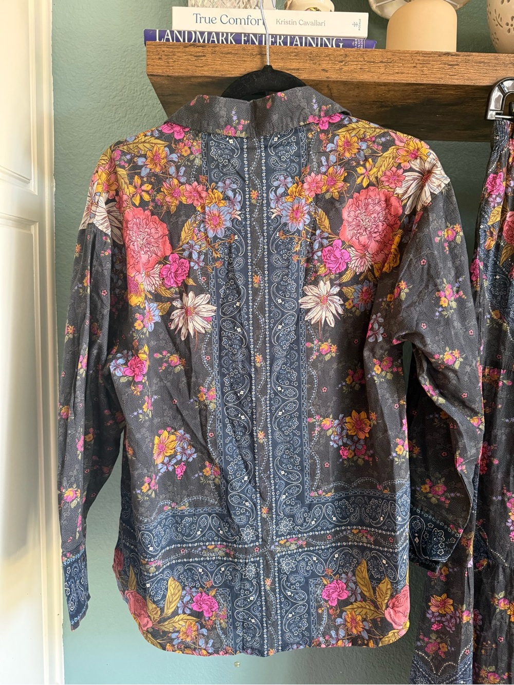 NWT Natural Life Barcelona Button Down & Patti Palazzo Pants Floral Cotton Set - Picture 4 of 11